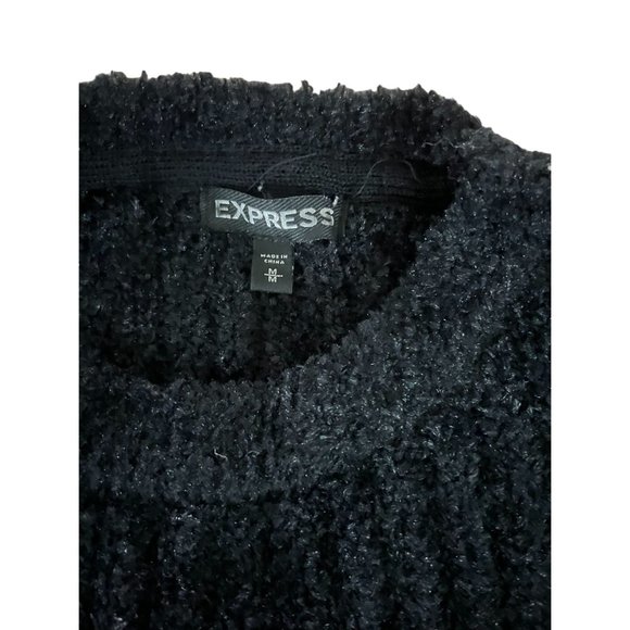 EXPRESS Black Chenille Sweater Size Medium - Picture 2 of 3